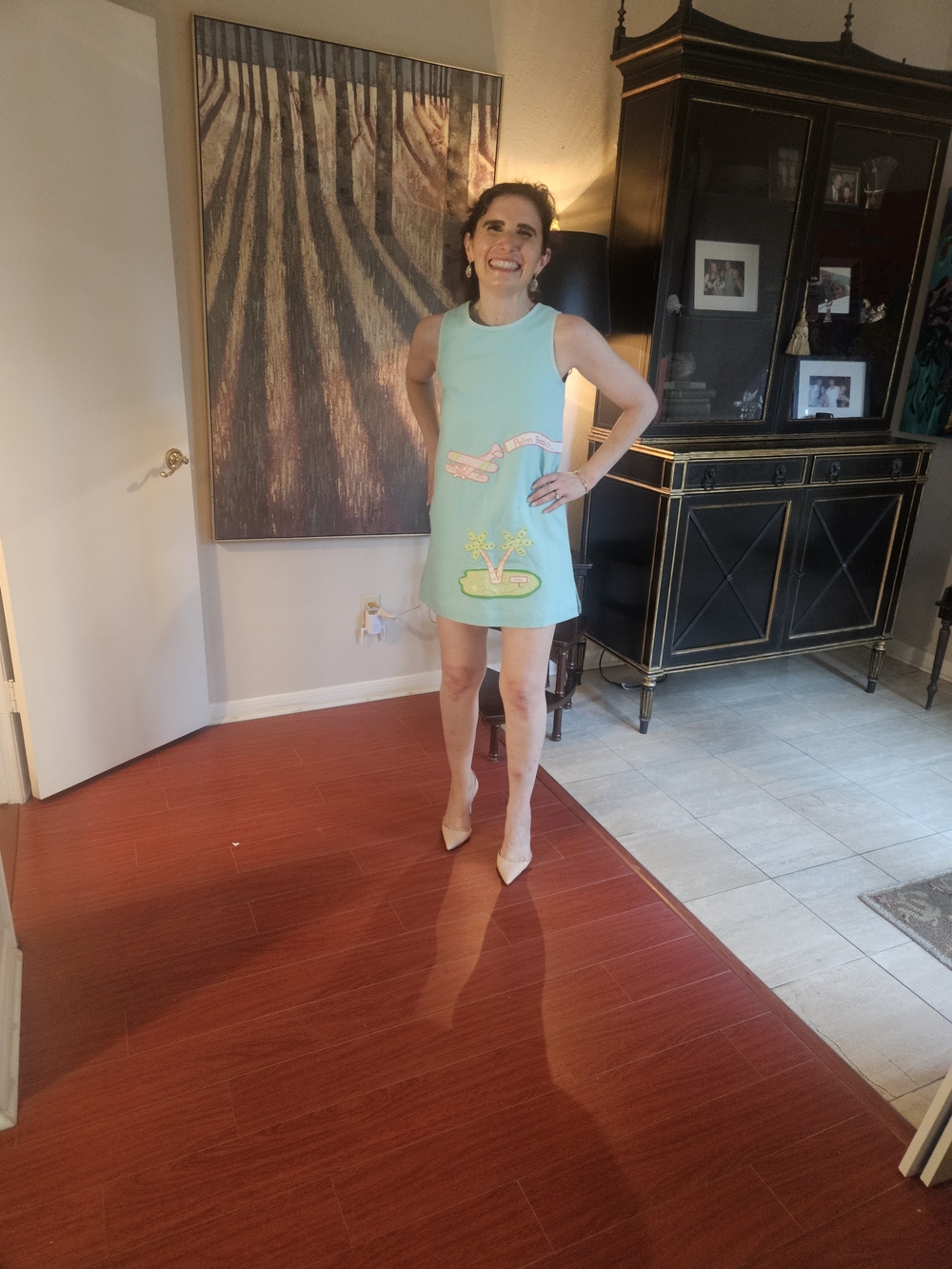 Lilly Pulitzer Mint Sleeveless Shift Dress with Appliqué